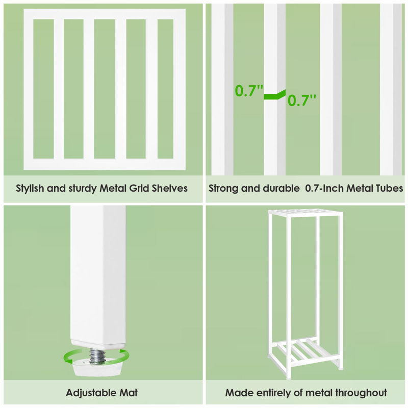 White Heavy Duty 2-Tier Metal Plant Stand for Indoor and Outdoor