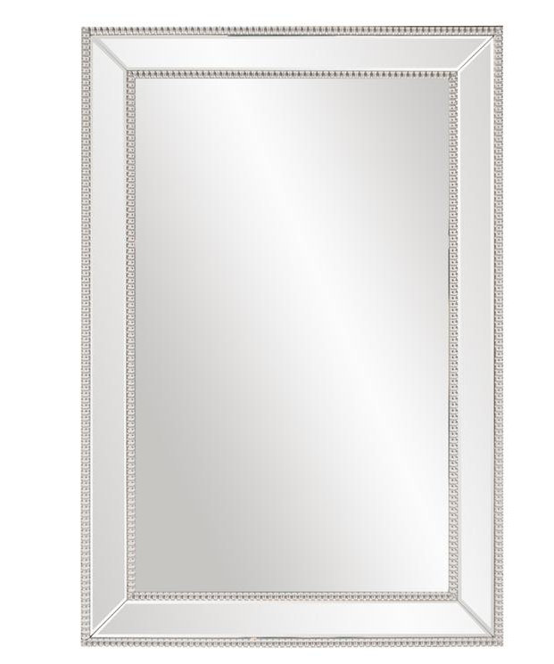 Rectangular Beaded Glass Trim Wall Mirror