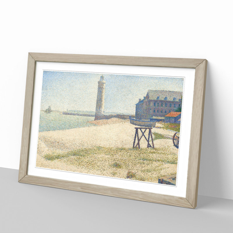The Lighthouse at Honfleur by Georges Seurat - Picture Frame Painting, 27cm H x 36cm W x 2cm D, Oak
