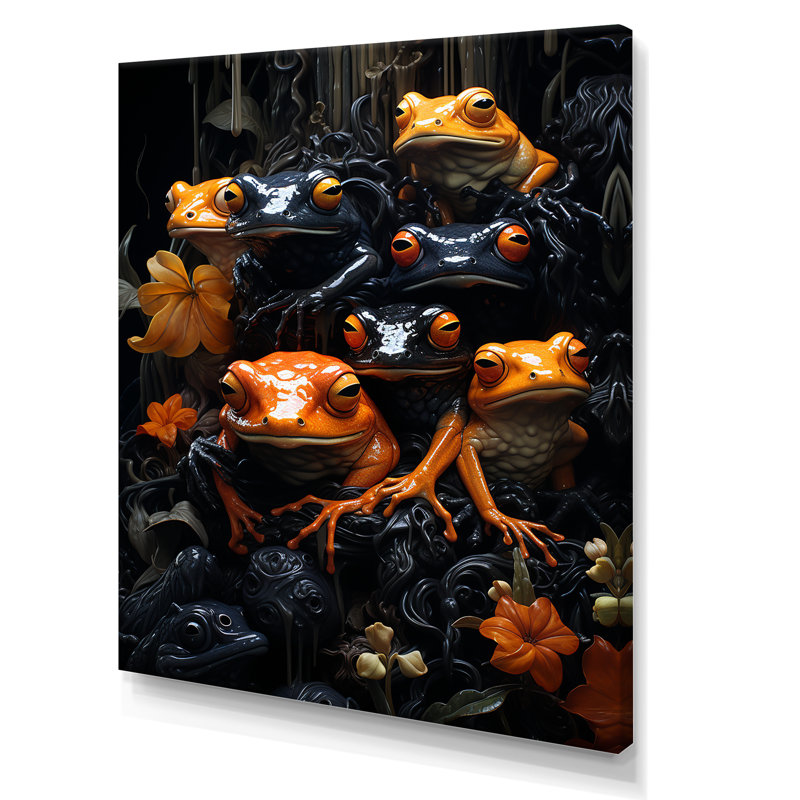 «Orange Frogs on Glass Effect I», reproduction sur toile, Toile tendue, H 20 po x l 12 po x P 1 po