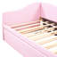 Lit de jour simple tapissier en L rembourré avec couchette escamotable, rose-873931266