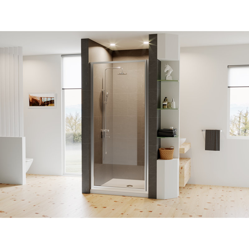Legend Series - W x 68'' H Door Framed Shower Door with No, Brite Silver (Chrome), Clear