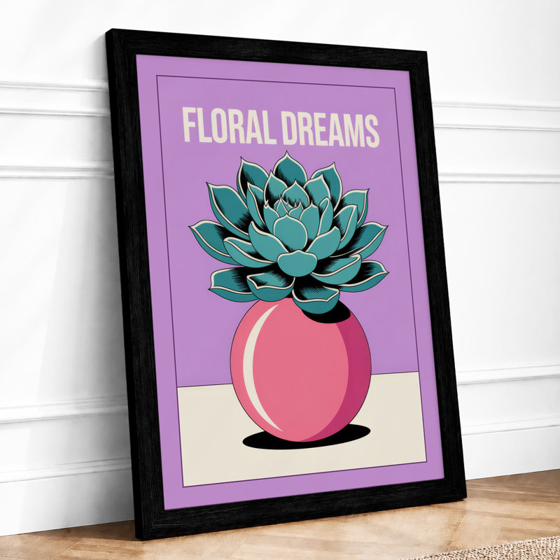 Floral Dreams Modern - Framed Print, Black, A3 - 42.0 x 29.7 cm