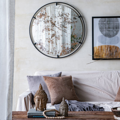 Miroir rond avec cadre en métal