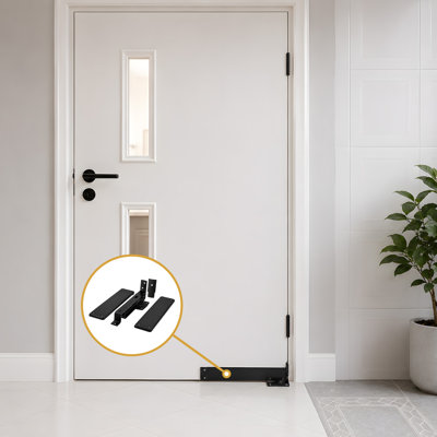 DASH95U19 Spring Hinge, Double Action w/ Solid Brass Cover Plates in Paint Black