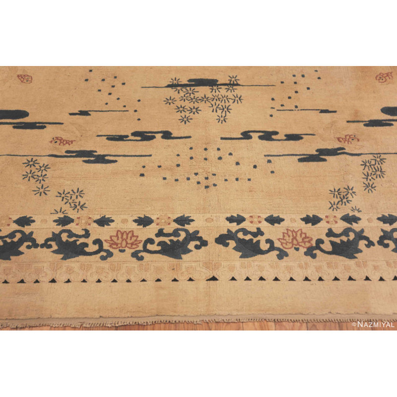 Tapis carré ivoire et bleu