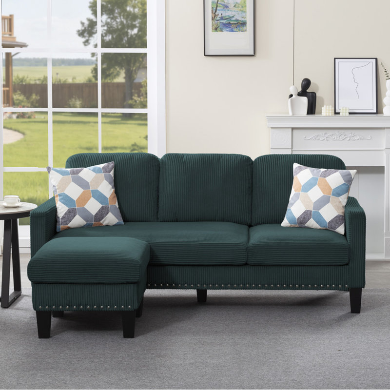Canapé modulaire large 72,64 po, Vert ; noir