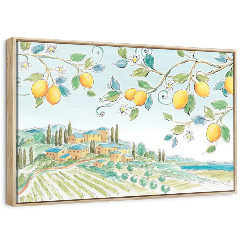 Brise méditerranéenne I, Cadre flottant en bois naturel, 37 po x 25 po
