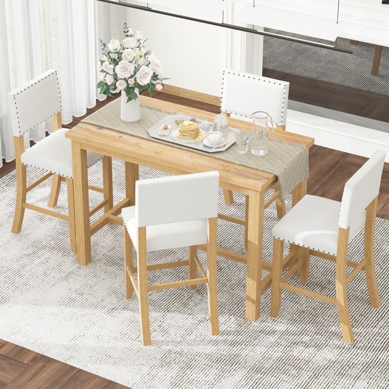 Ensemble de salle à manger à hauteur de comptoir, table élégante classique et chaises
