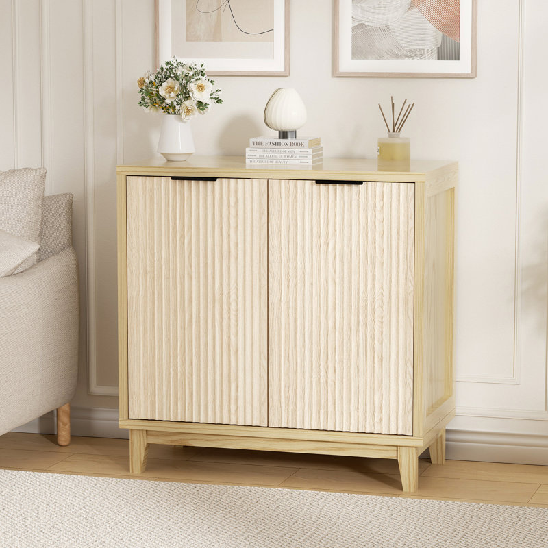 Armoire de rangement multifonctionnelle à 2 portes, H 31,5 po x l 31,5 po x P 15,7 po, Chêne / noir