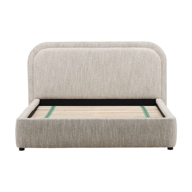 Agi Polyester Velvet Bed, Camel, Queen, Queen, Beige