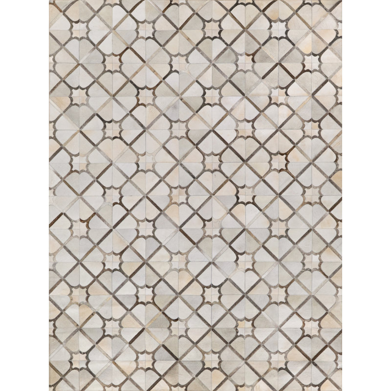 Natural Hide Cowhide Geometric Area Rug, Rectangle 13'6" x 17'6"