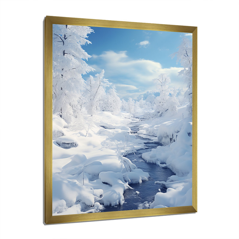 Snow River Wonderland I - impression, Encadrement doré, H 32 po x l 24 po x P 1 po