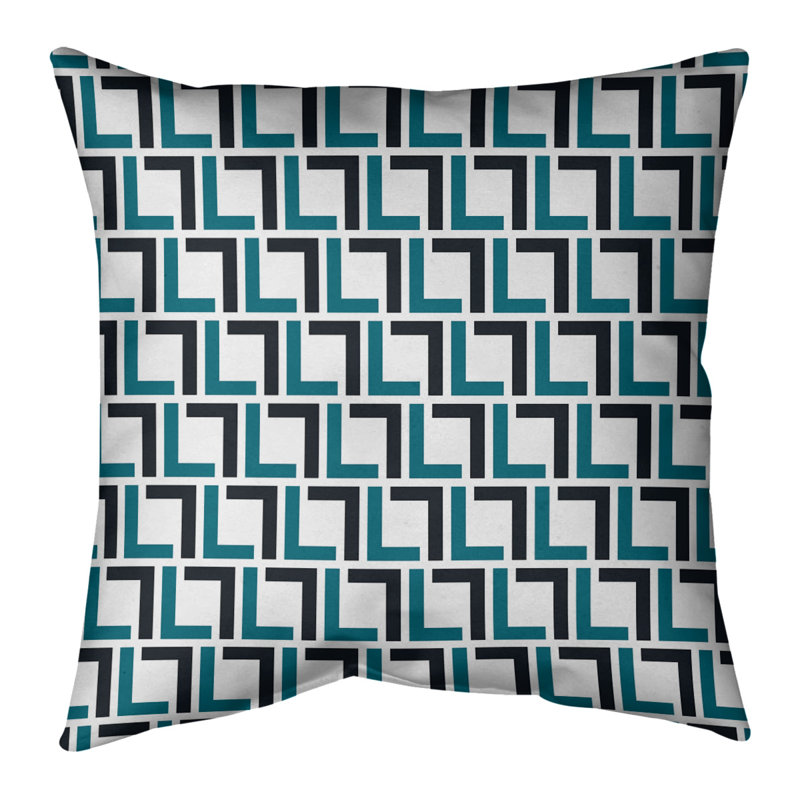 Housse de coussin Jacksonville, 18" x 18", Croisé en coton, Blanc/noir/vert