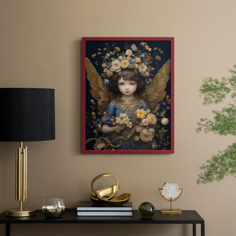 «Religious Series CECXCIV», reproduction d'art encadrée - bois massif, H 11 po x l 9 po, Rouge