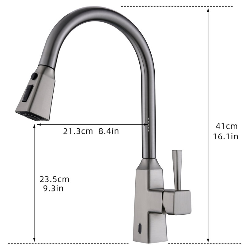 Robinet de cuisine sans contact - les mains intelligentes escamotables incluent le nickel brossé, la céramique, le laiton