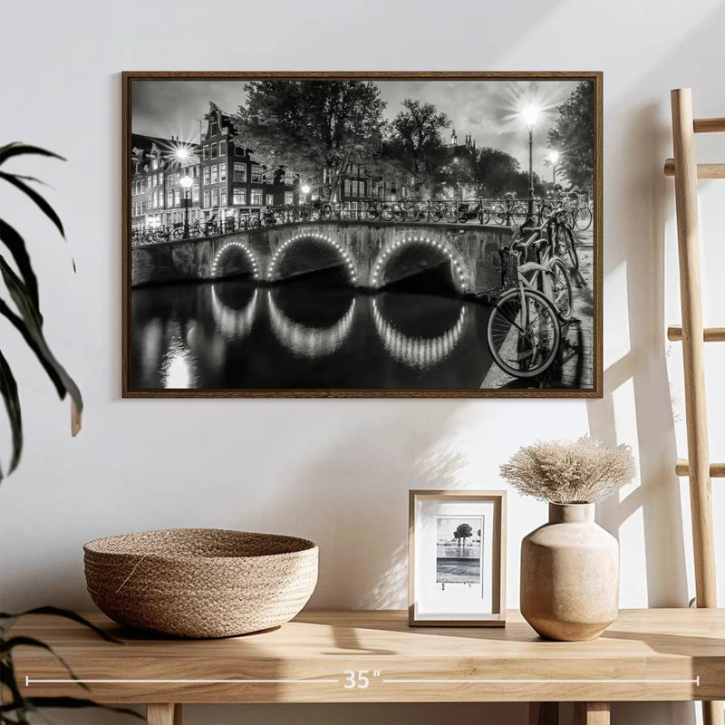 Modern View Amsterdam, 13" X 9", Floating Frame Walnut