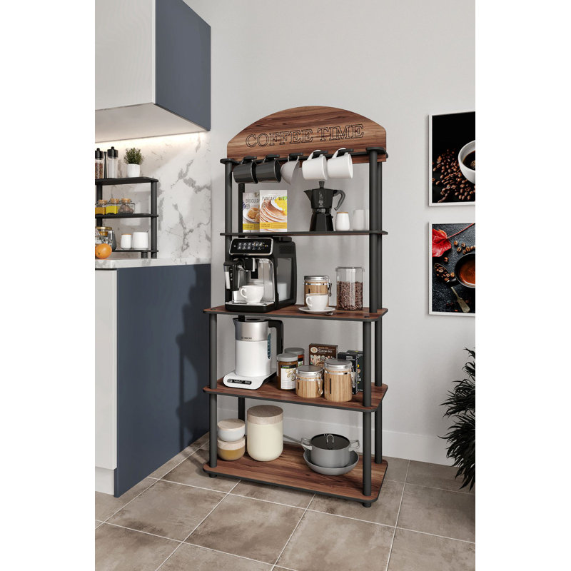 Support à café moderne en noyer de 27,2 po x 55,1 po x 13,4 po | 100% panneau de fibres à densité moyenne avec pieds en kraft comprimé | Finition brune élégante pour le salon et le bureau, design industriel, solution de mobilier durable et fonctionnel
