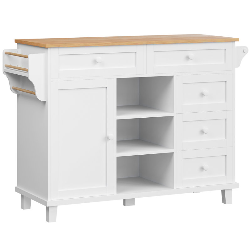 Wood Kitchen Island, White