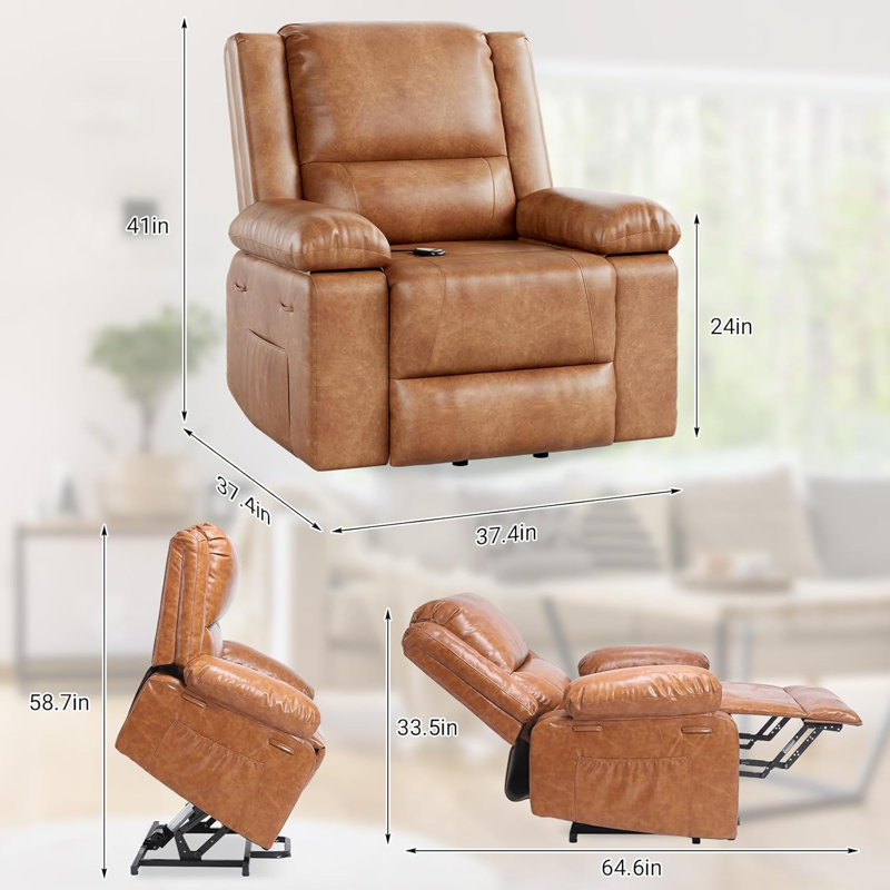 Fauteuil inclinable électrique avec massage et chaleur, Brun