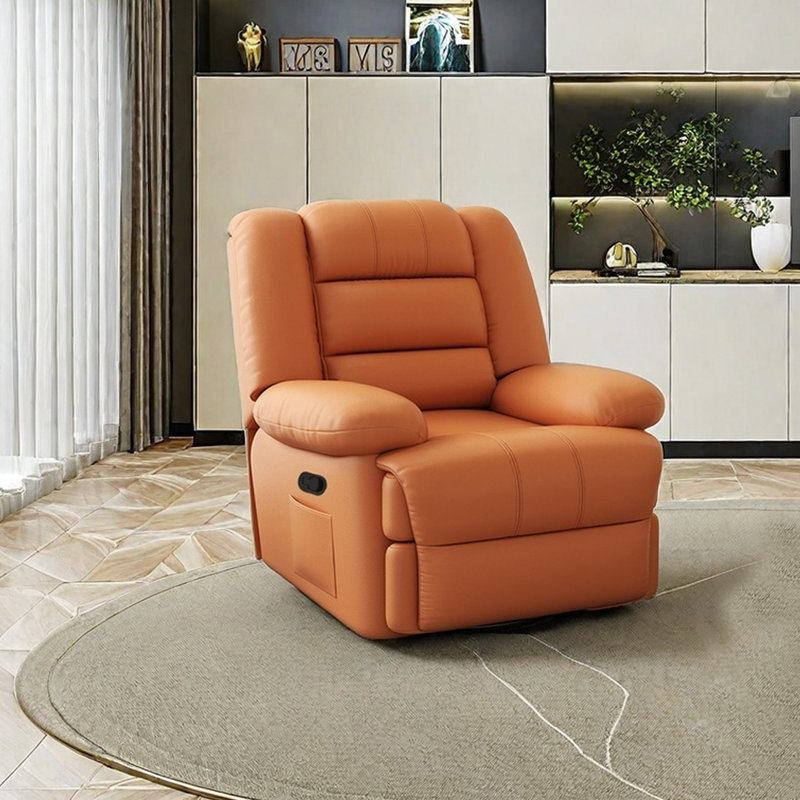 Fauteuil inclinable ergonomique en cuir, Similicuir orange