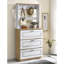 Armoire à chaussures blanche avec tiroirs rabattables et espace de rangement supplémentaire en chêne et fonction tablette