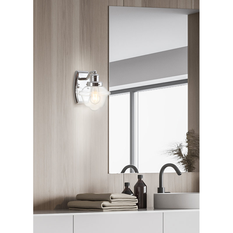  Tecumseh Iron/Glass schoolhouse LED Vanity Light, 1
