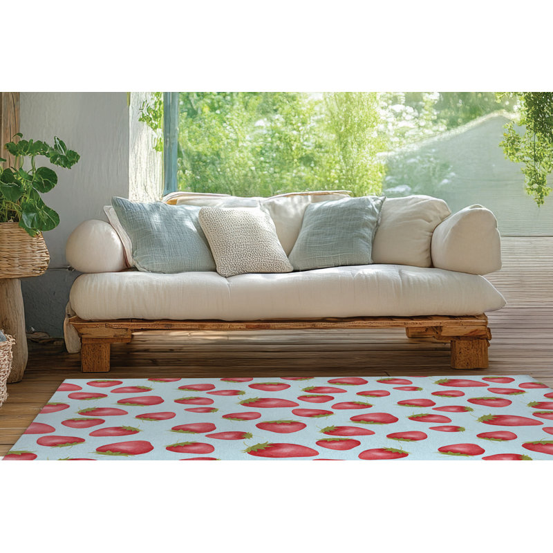 Tapis d'extérieur Summer Strawberries, Rectangle 4pi x 6 pi