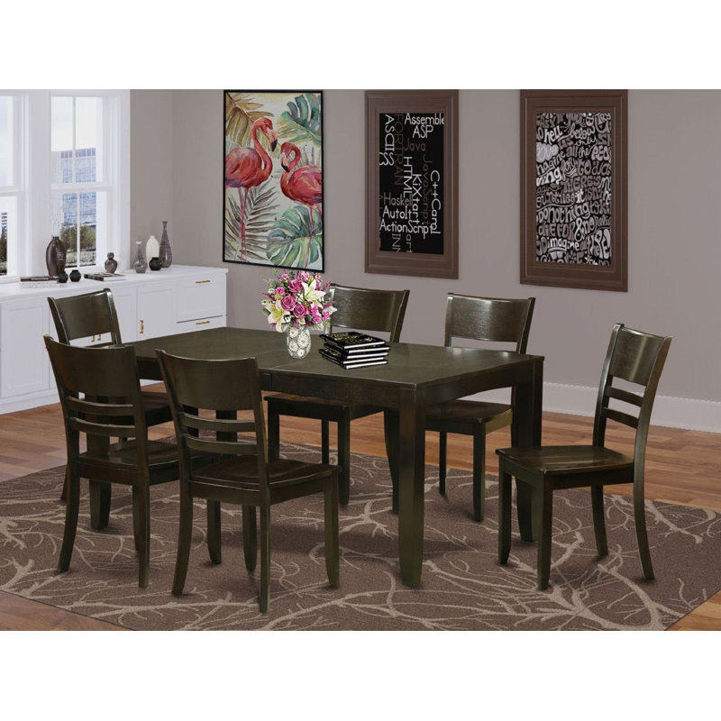 5 Piece Dining Table Set for 4 Includes a Rectangle Kitchen Table with Butterfly Leaf and 4 Dinette Chairs, Cappuccino