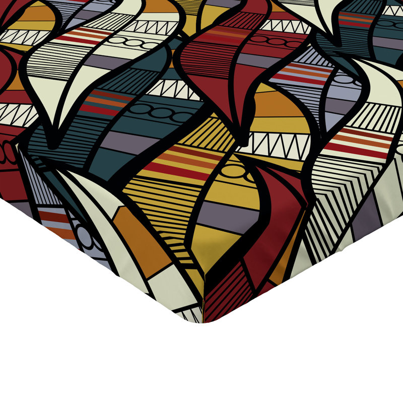 Drap-housse Ambesonne, paquet de 2, Drap-housse très grand californien, Formes géométriques brunes / jaunes / noires