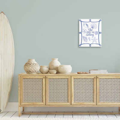  Sea Is Calling with Shells Canvas Wall Art by Taylor Shannon Designs