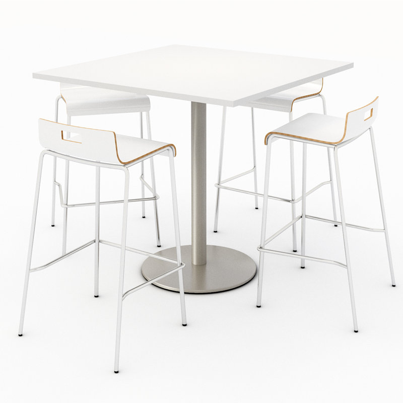 Table carrée pour salle de pause, Blanc, H 41 po x L 36 po x L 36 po