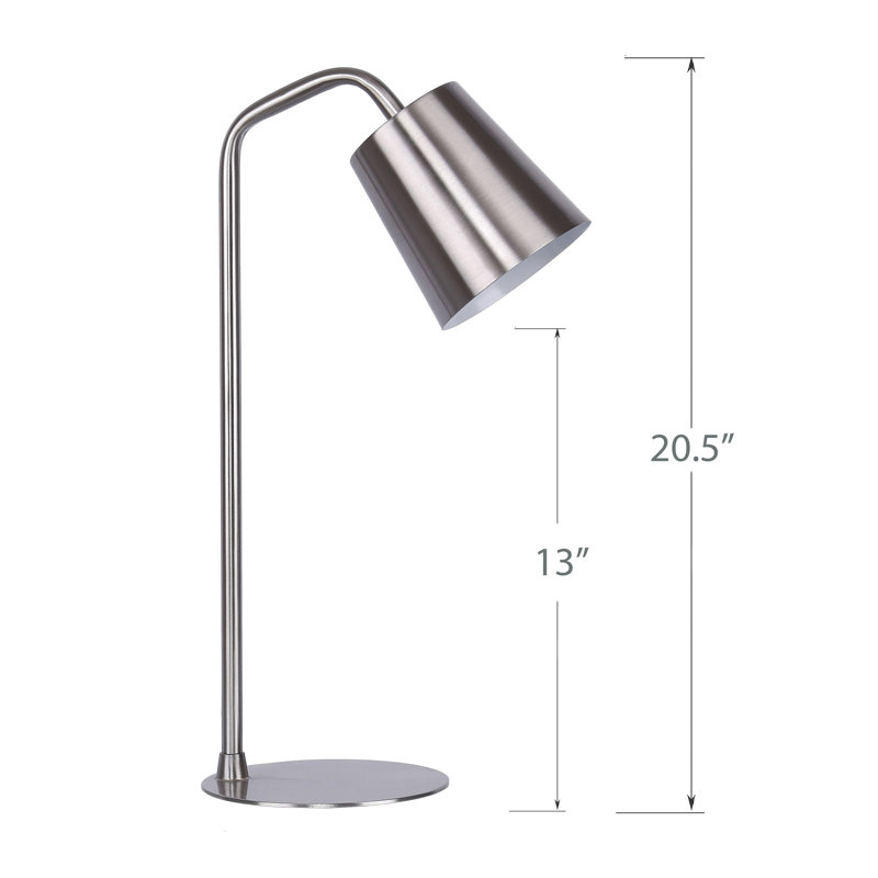 Adjustable Brushed Nickel Metal Desk Lamp with Slim Base