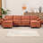 130" U-Shaped Corduroy Cloud Modular Sofa with 2 Storage Ottomans, Deep Seat Sectional, USB Ports & Phone Pockets, 4-Seat Convertible Couch for Living Room, Apartment-283682665