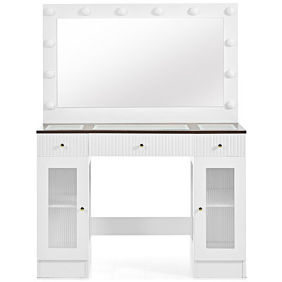 Coiffeuse avec grand miroir et ampoules Hollywood