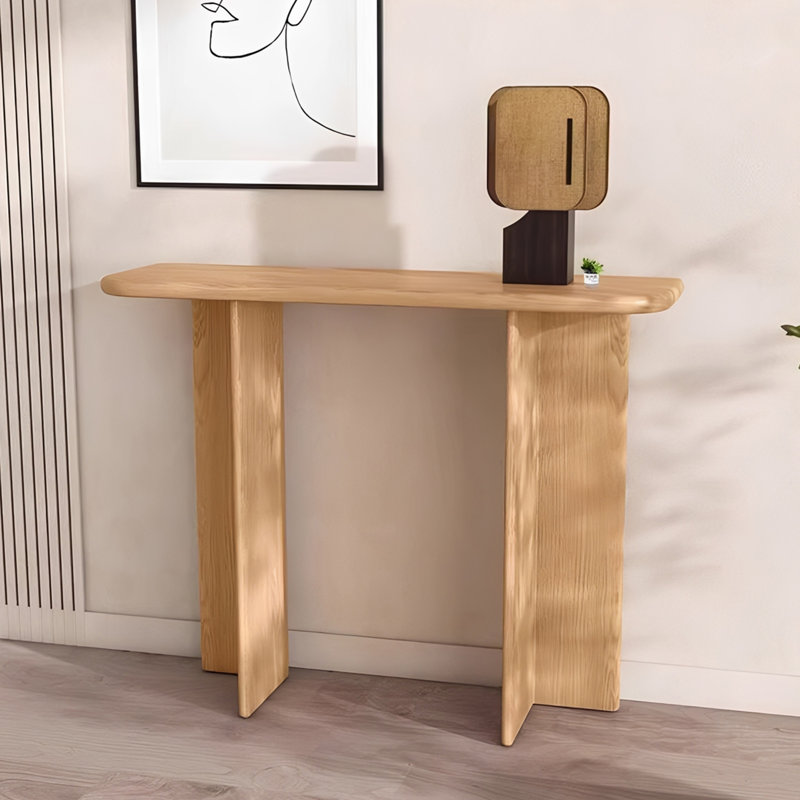 Console de style japonais simple et moderne, H 29,5 po x l 39,4 po x P 13,8 po, Bois naturel, Bois naturel, Bois naturel