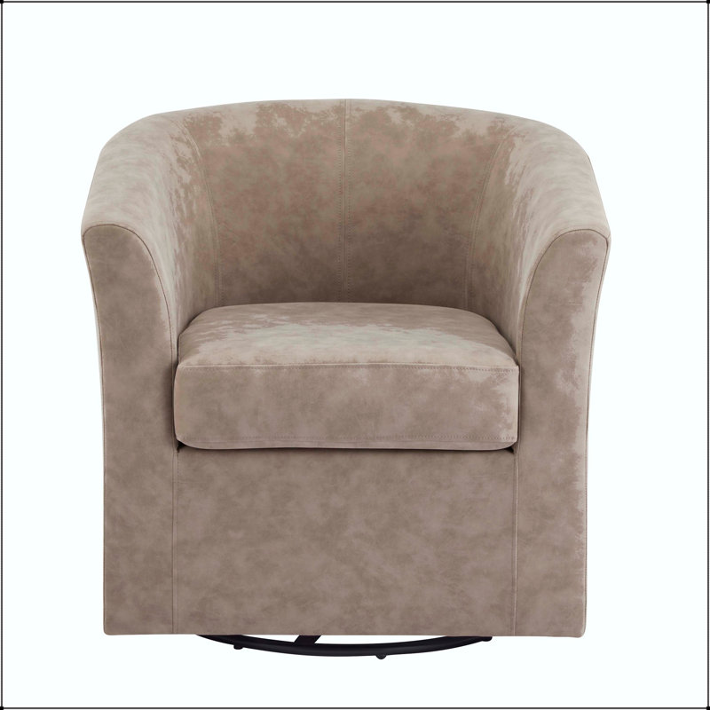 Fauteuil demi-tonneau pivotant en similicuir avec rotation à 360 degrés, Abricot