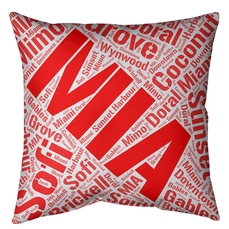 Coussin intérieur / extérieur Miami, Rouge, Oui, H 20 po x l 20 po