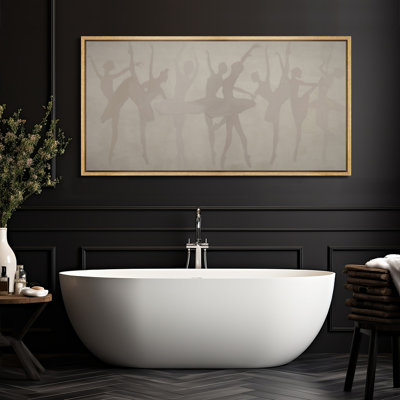 Ballet Silhouettes Framed Canvas - Neutral Toned Dancers in Motion Wall Art