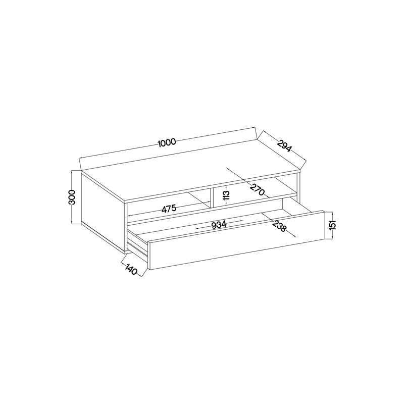Nayara Unfinished TV Stand for TVs up to 48", Grey