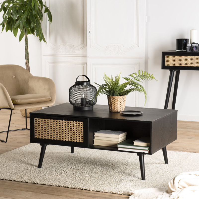 Toombs Coffee Table with Storage, Black/Oak