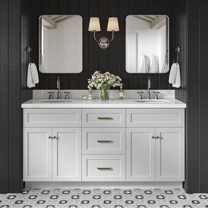 Ensemble de meuble-lavabo double 73 po Abell, Noir, 73"
