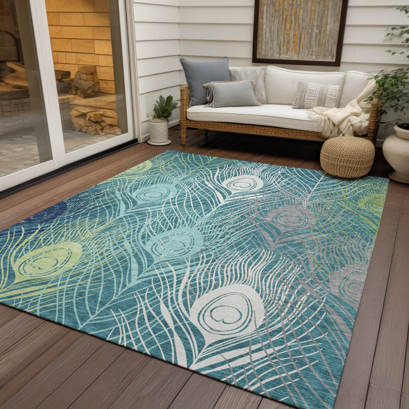 Machine Washable Indoor/Outdoor Howle ACN2273 Floral Rug, Rectangle 8' x 10'