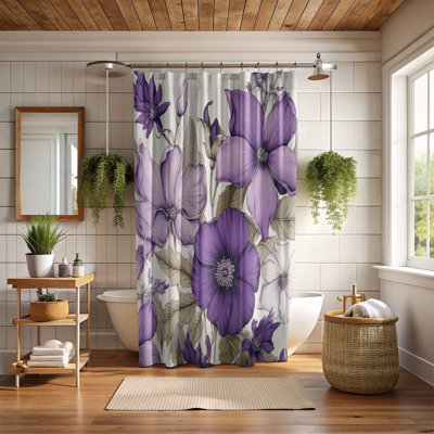 Rideau de douche standard 1 pièce Indigo Flowers