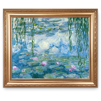 Nymphéas 1916-1919 par Claude Monet, reproduction d'art encadrée World Classic pour HomeDecor, cadre doré large