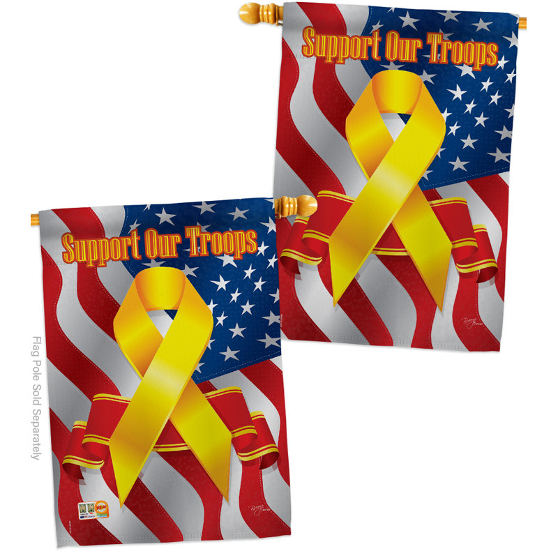 Soutient nos troupes, 40 x 28 po de polyester. drapeau maison