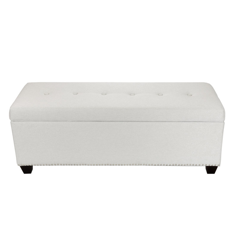 Lalonde Polyester Blend Upholstered Storage Bench, Platinum, No