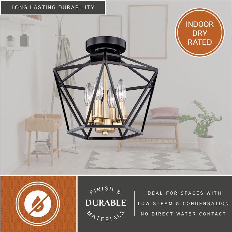 Plafonnier semi-encastré 14,5 po William 4 lumières