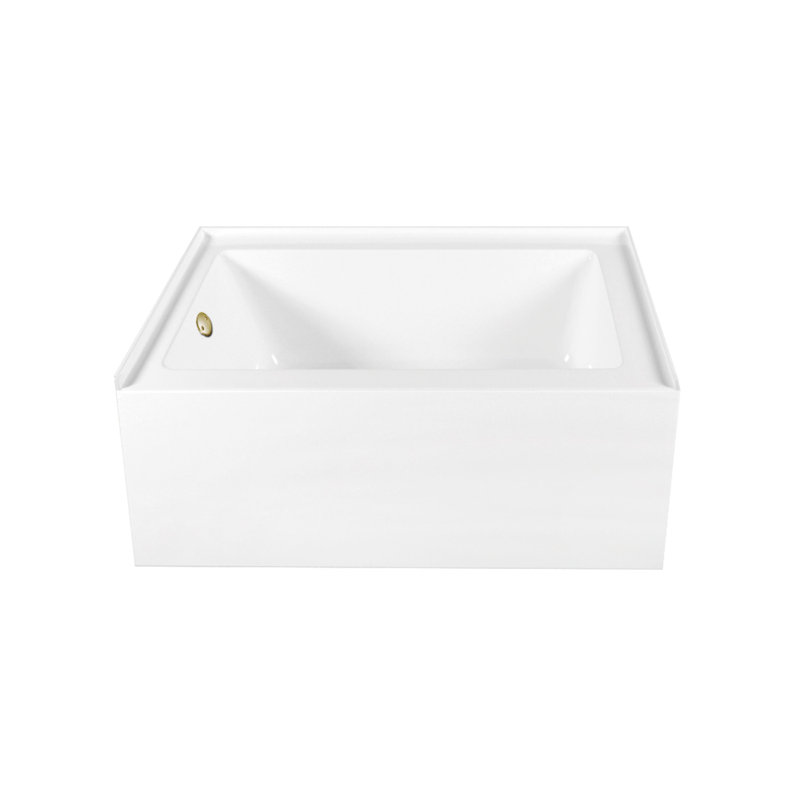 Kingston Brass Aqua Eden 60-Inch Acrylic Rectangular 3-Wall Alcove Tub, Hand Drain, Left, Brushed Brass