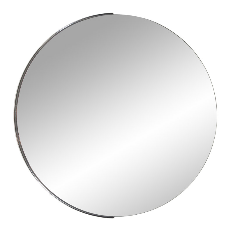 Ames Round Stainless Steel Beveled Mirror, Silver